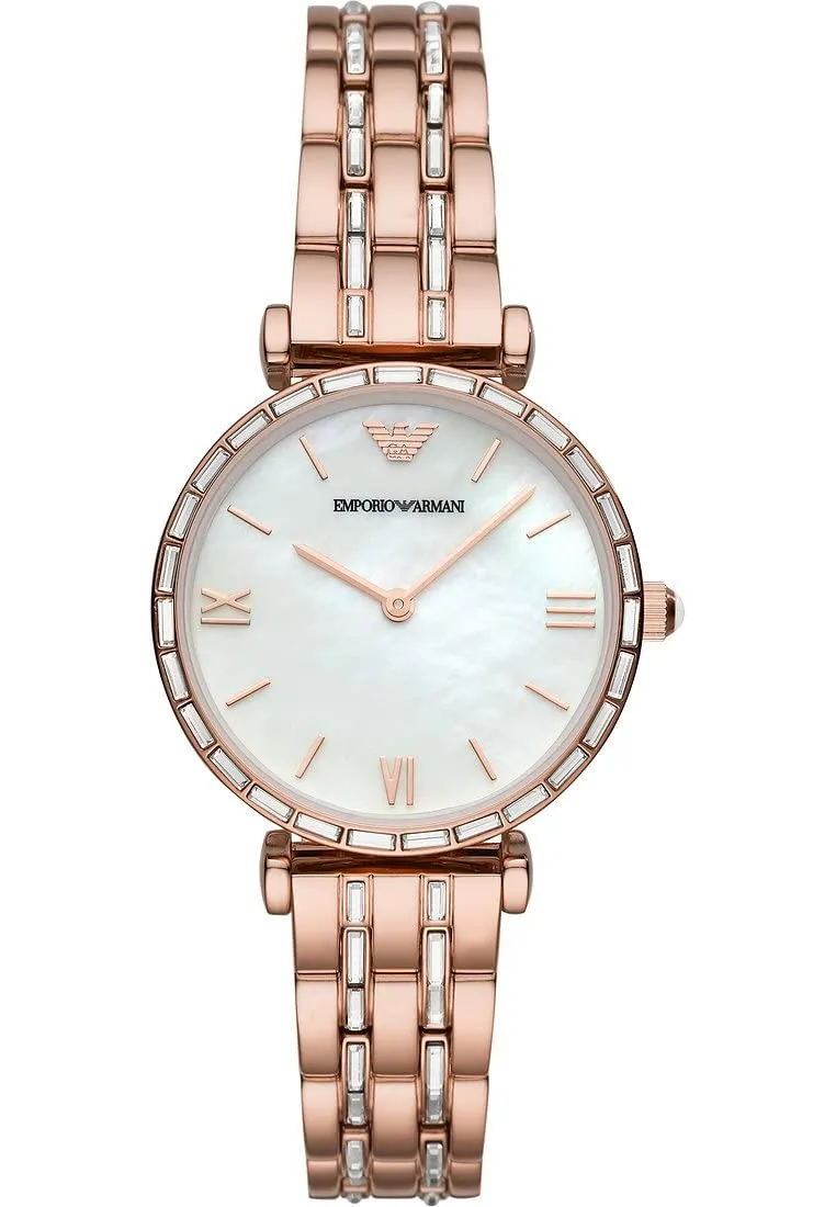 Emporio Armani orologio donna oro rosa glitter bianco