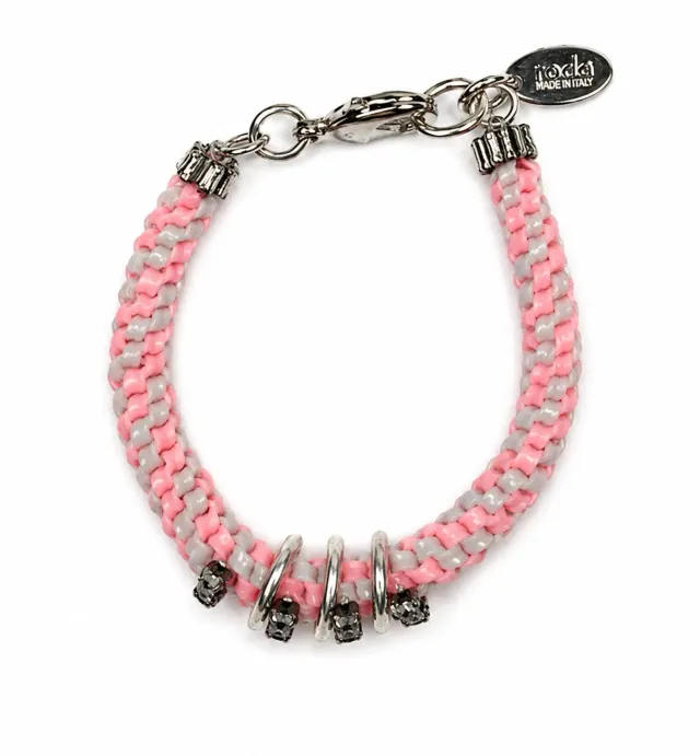 Rada Scoubidou bracciale rosa grigio strass