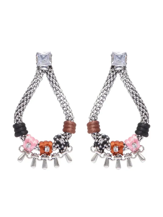 Rada Tubolare di Catena orecchini marrone multi strass