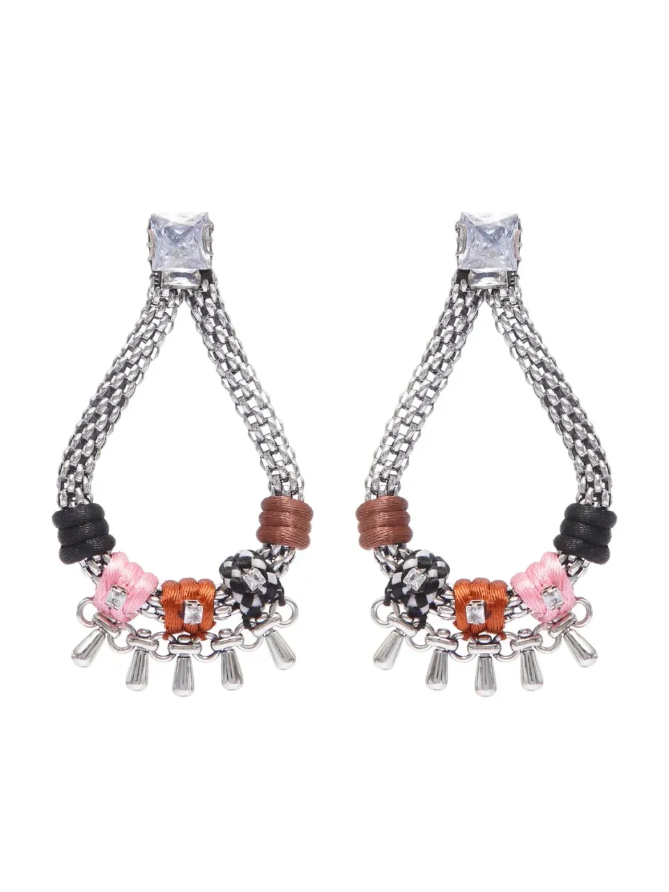 Rada Tubolare di Catena orecchini marrone multi strass