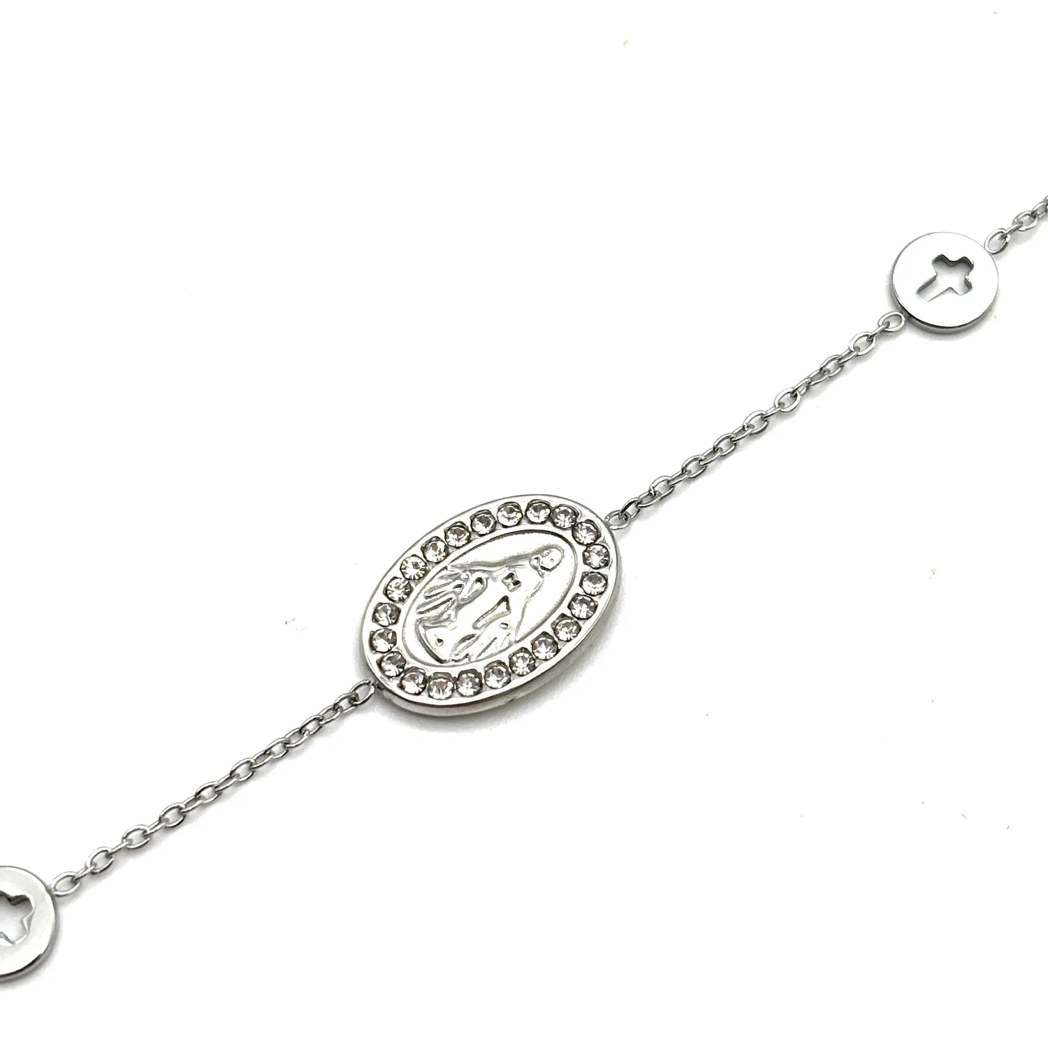 Ornamenta Madonnina bracciale acciaio argento zirconi