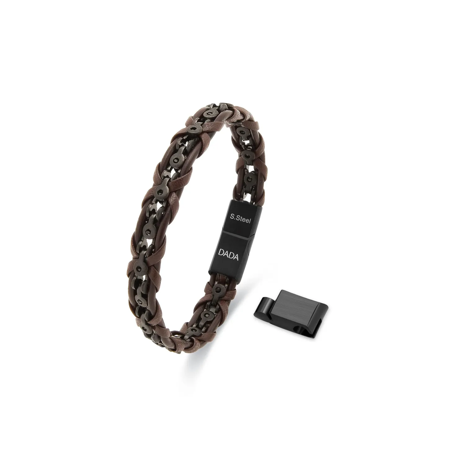 Dada Gioielli bracciale uomo pelle marrone 21,5+1 cm