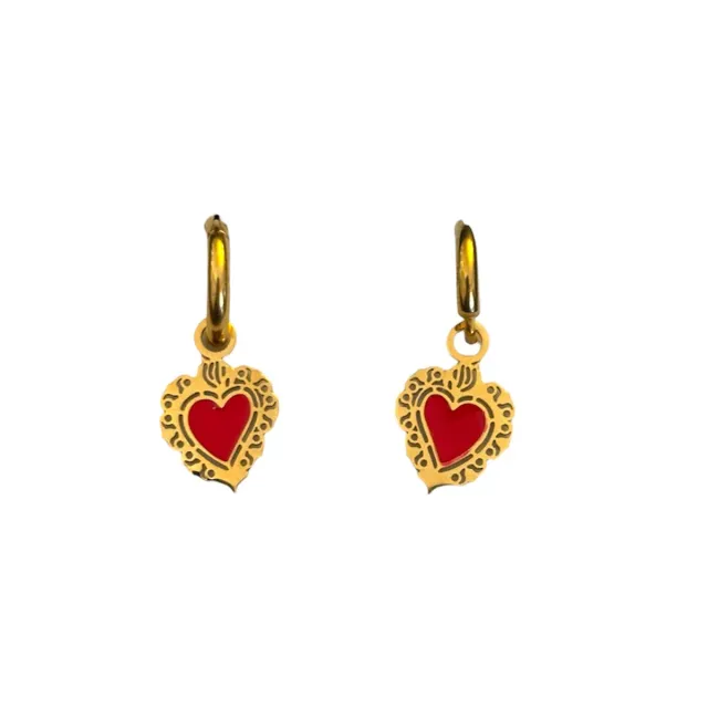 Ornamenta Sacro Cuore Rosso orecchini cerchio oro