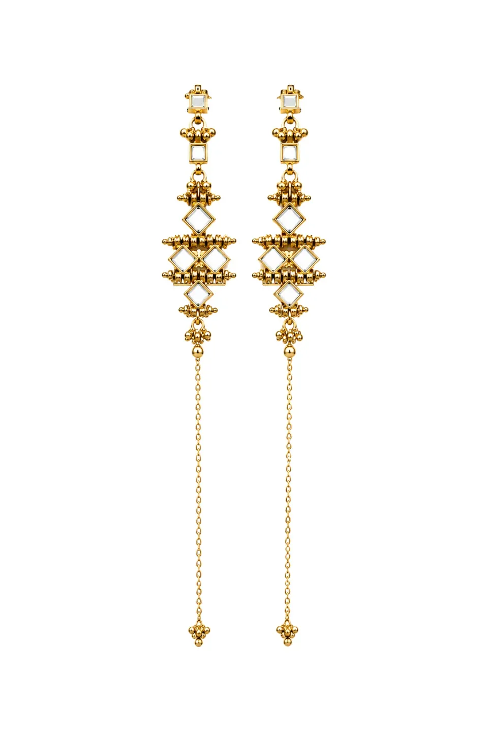 House of Tuhina Mirror Gold Mumtaz orecchini catena