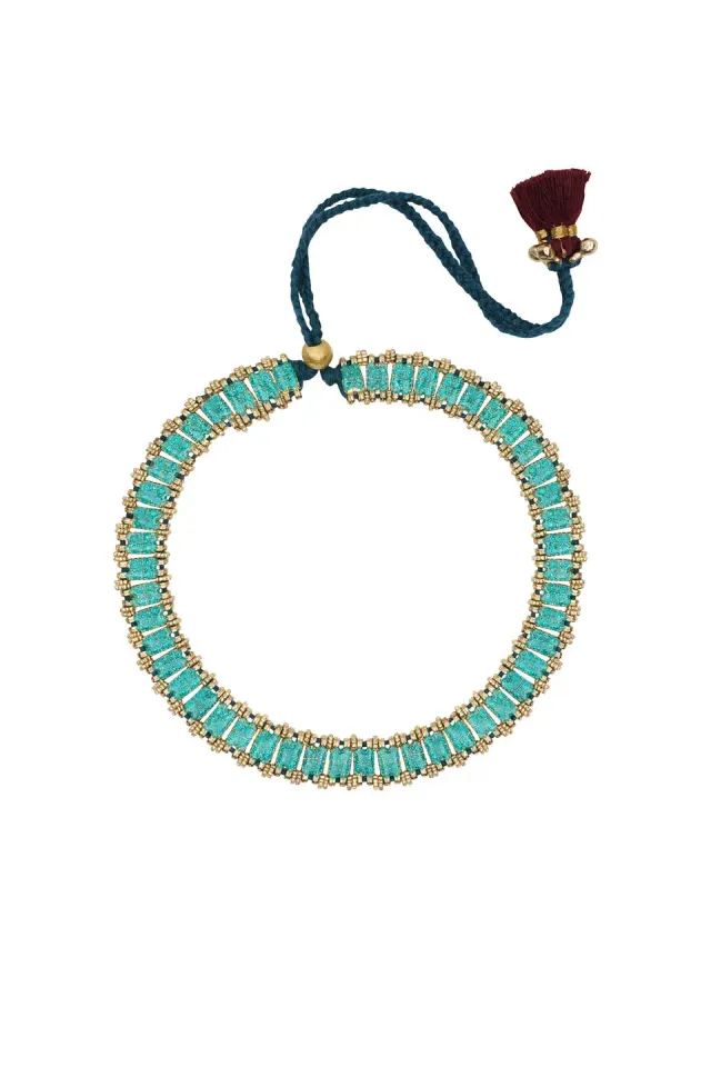 House of Tuhina Enamel Reversible collana turchese 2 in 1