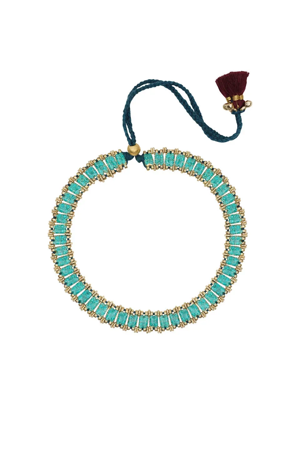 House of Tuhina Enamel Reversible collana turchese 2 in 1