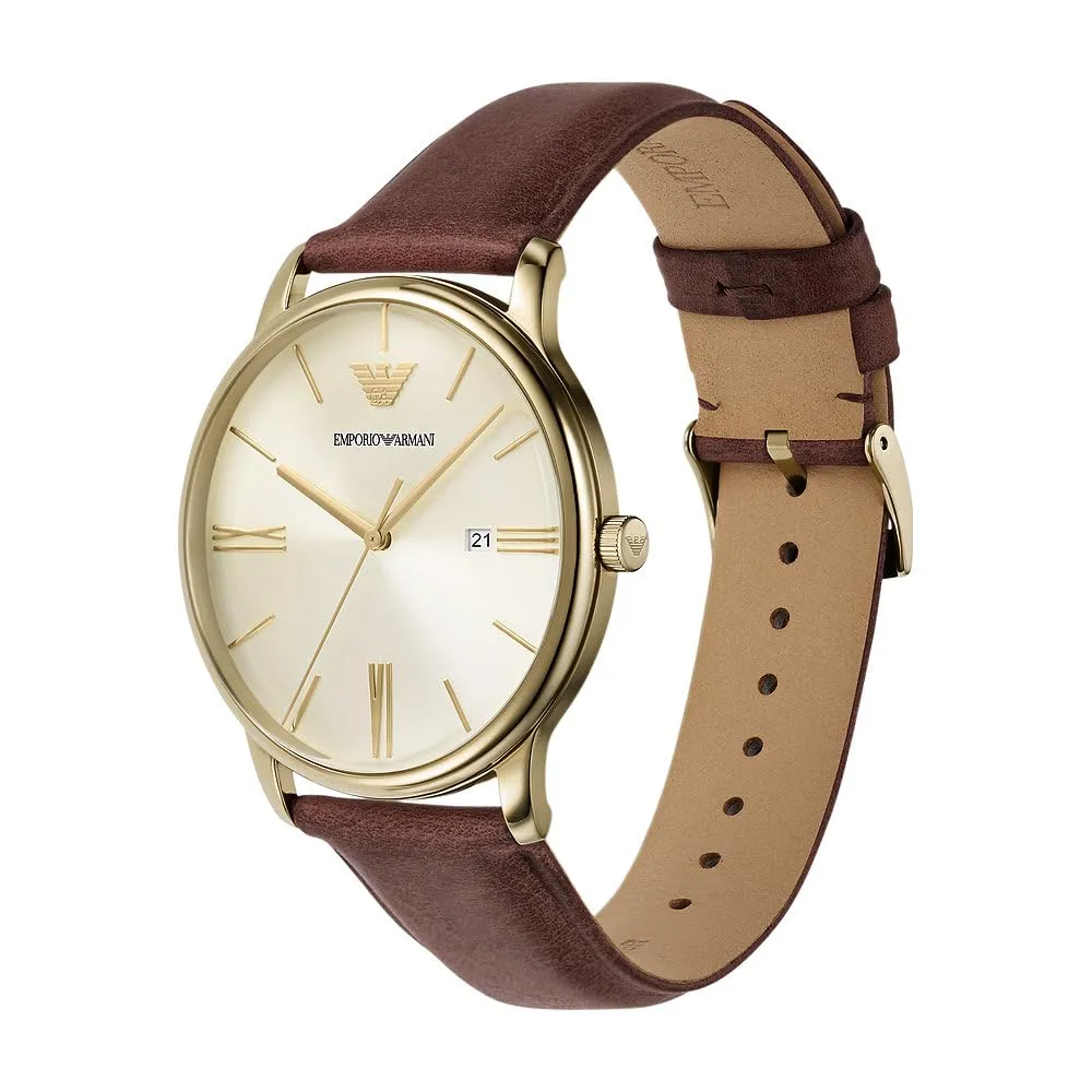 Emporio Armani Orologio Uomo Marrone Oro
