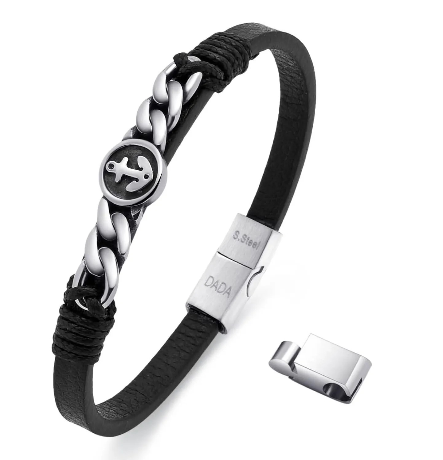 Dada Gioielli Bracciale Uomo Rosa Venti Pelle Acciaio