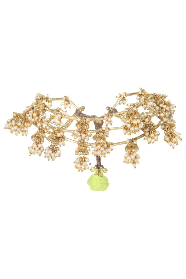 House of Tuhina Umbrella Multistrato collana perle oro