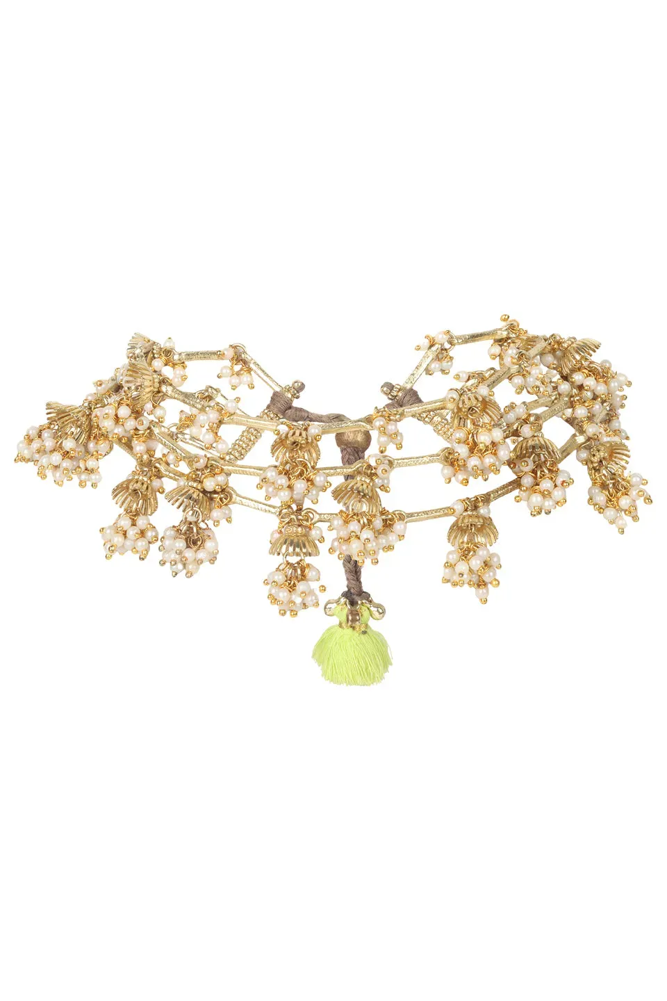 House of Tuhina Umbrella Multistrato collana perle oro