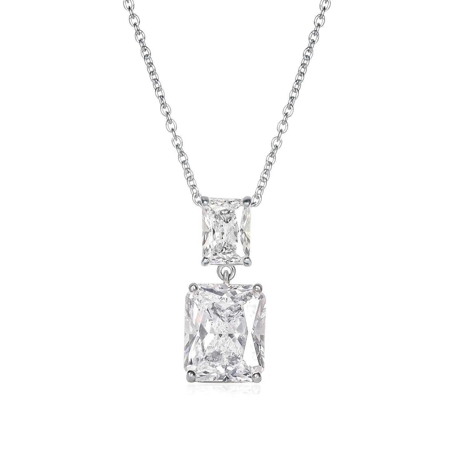 Diamond Treats collana verde argento doppio rettangolo
