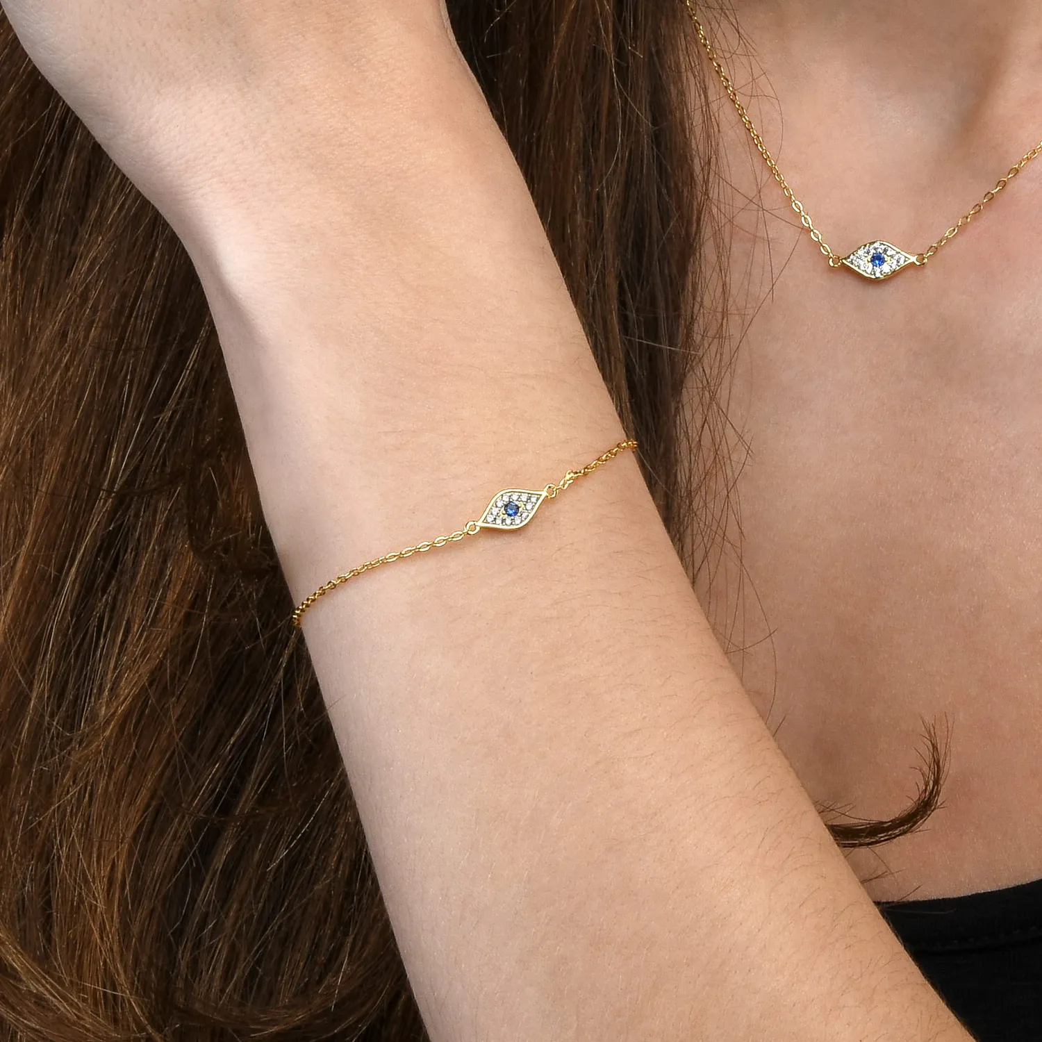 Diamond Treats Bracciale Malocchio Oro Giallo Argento 925