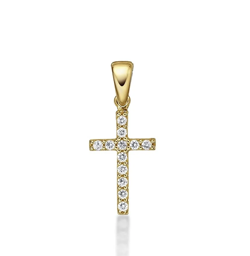 Diamond Treats collana croce oro giallo 9kt 50,8 cm zirconia