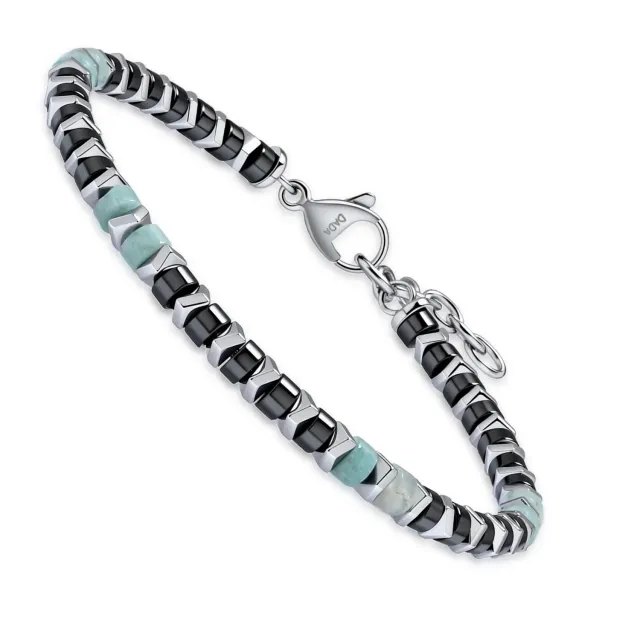 Dada Gioielli bracciale pietre naturali nero amazonite acciaio