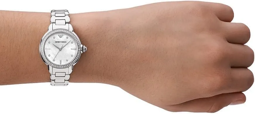 Emporio Armani Set Donna Orologio Acciaio Argento Bracciale