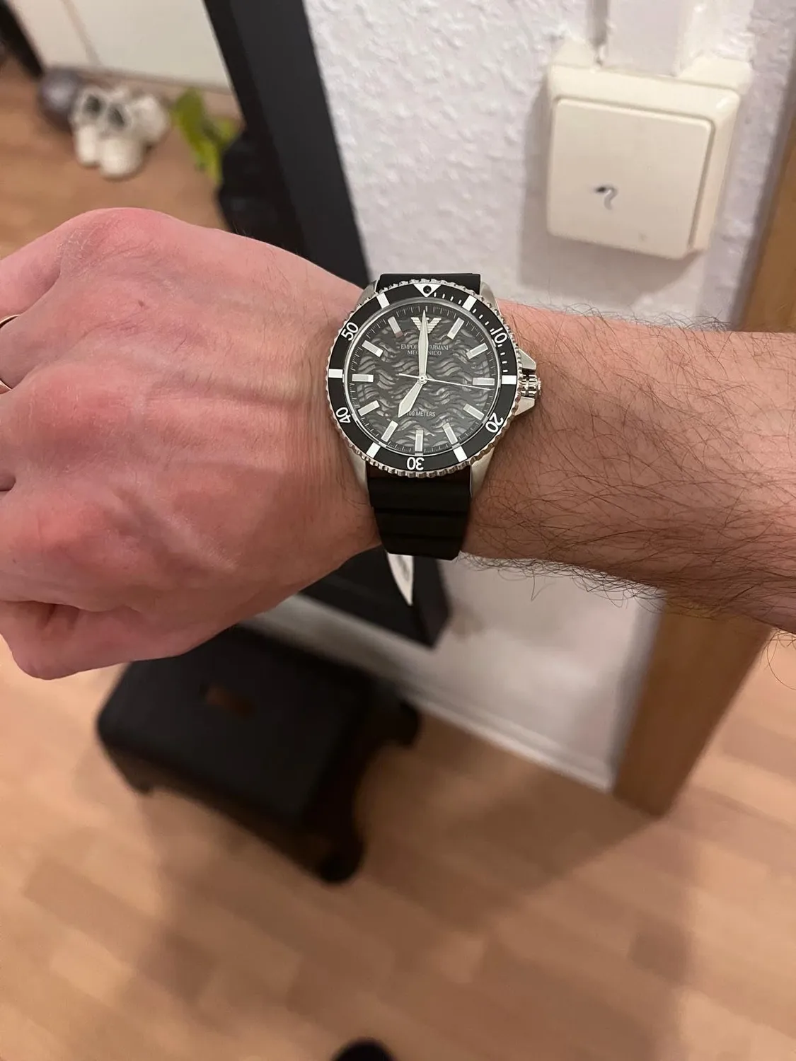 Emporio Armani orologio uomo nero argento quarzo