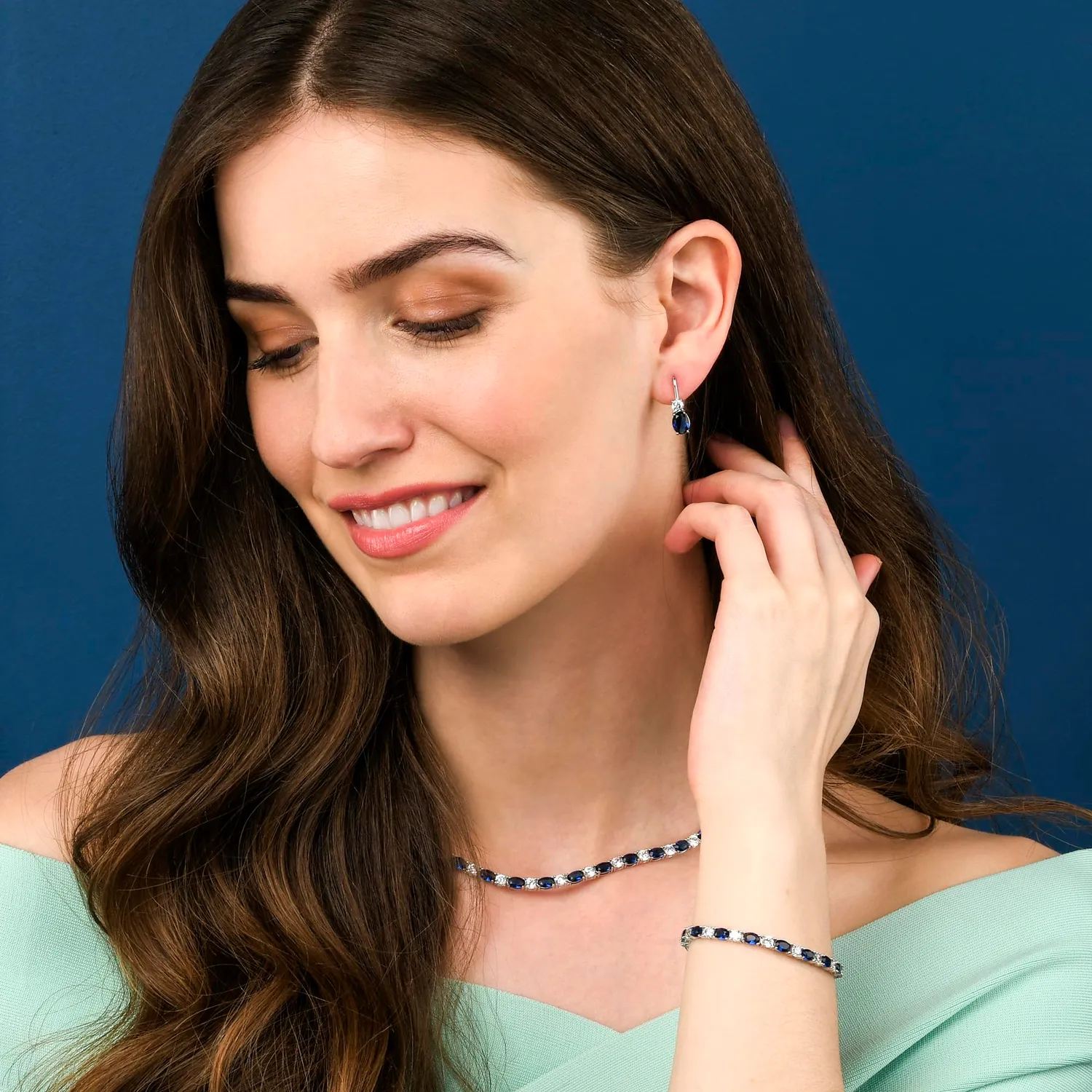 Diamond Treats collana tennis argento 925 pietre blu