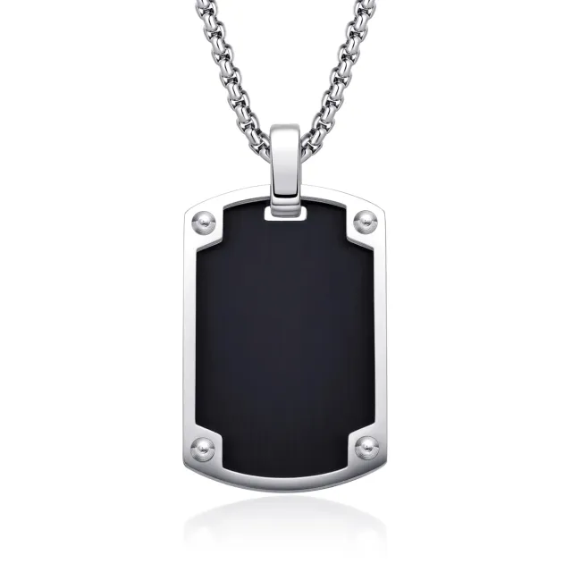 Dada Gioielli Piastrina Militare Collana Uomo Nero Acciaio