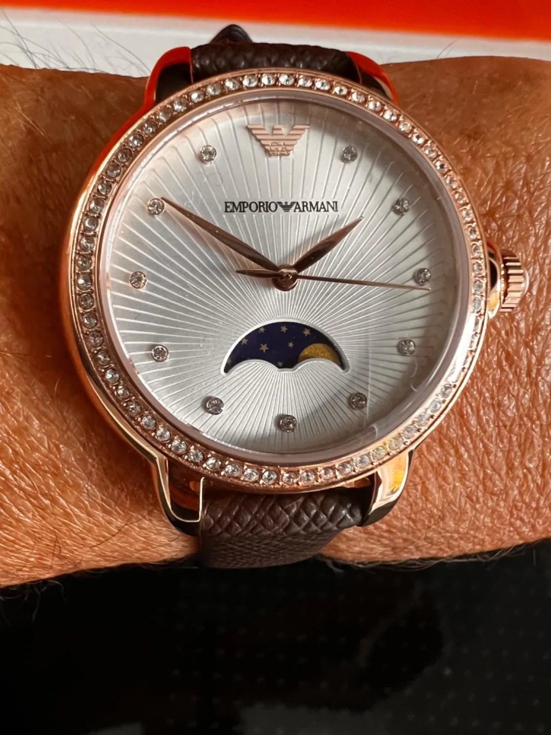 Emporio Armani Orologio Analogico Marrone Bianco