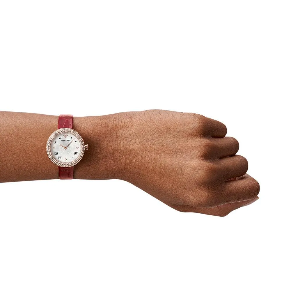 Emporio Armani AR11357 orologio donna madreperla pelle rossa 30 mm