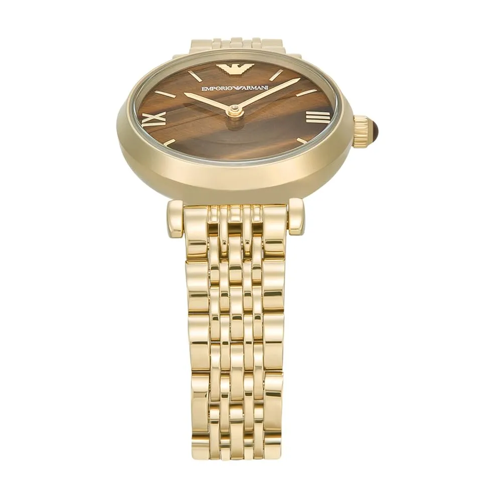 Emporio Armani Orologio Donna 28mm Tono Oro Marrone Chiaro Quarzo