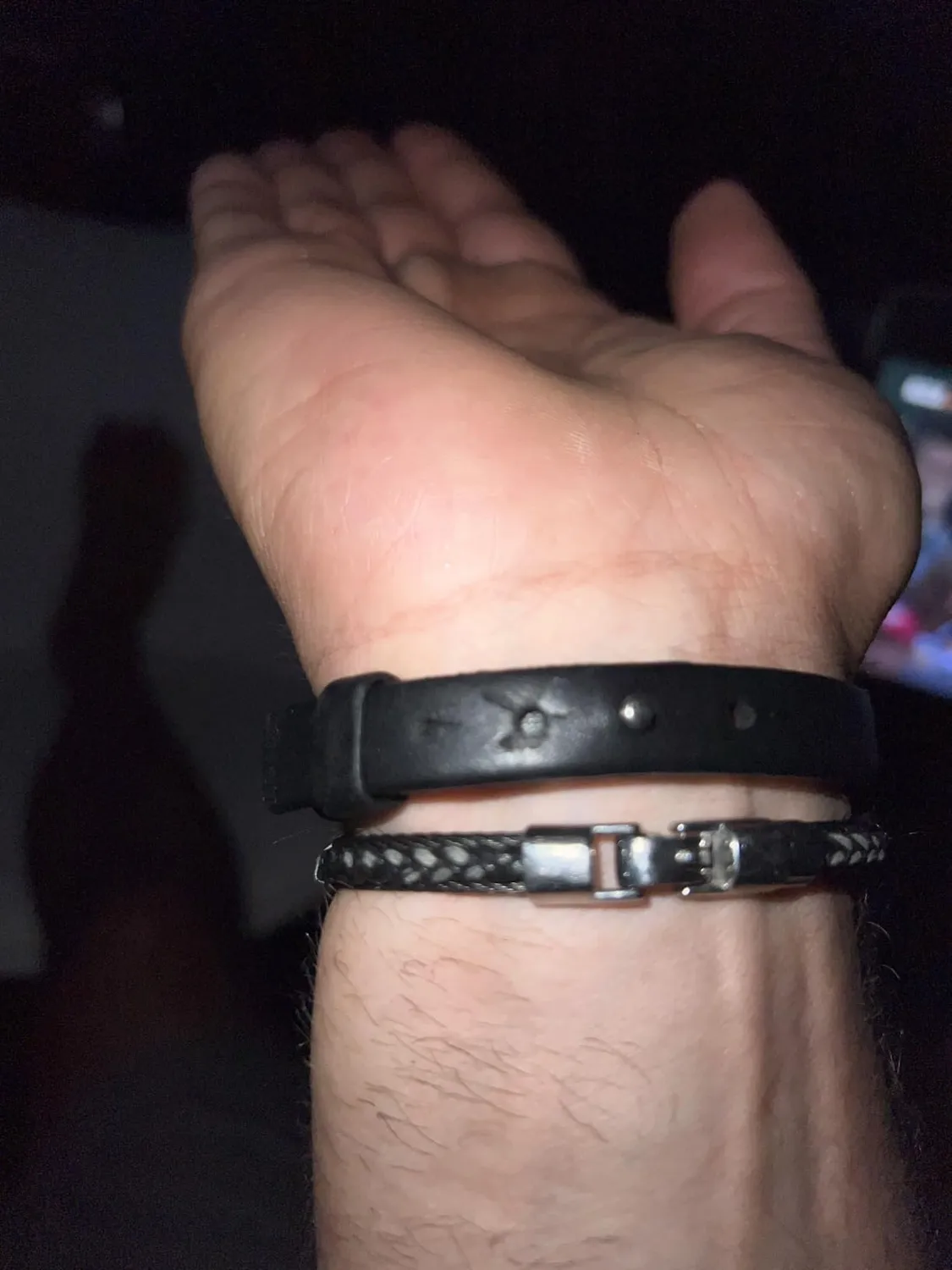 Emporio Armani Bracciale Uomo Pelle Nero Lucido Pulsante