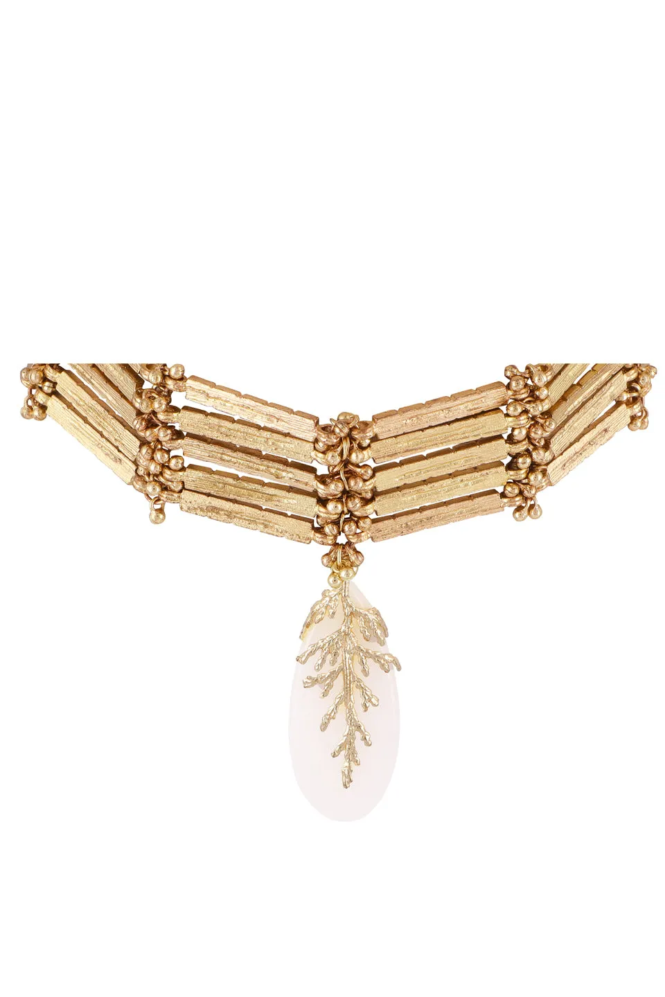 House of Tuhina Leaf Stone Link Choker collana avorio pietra