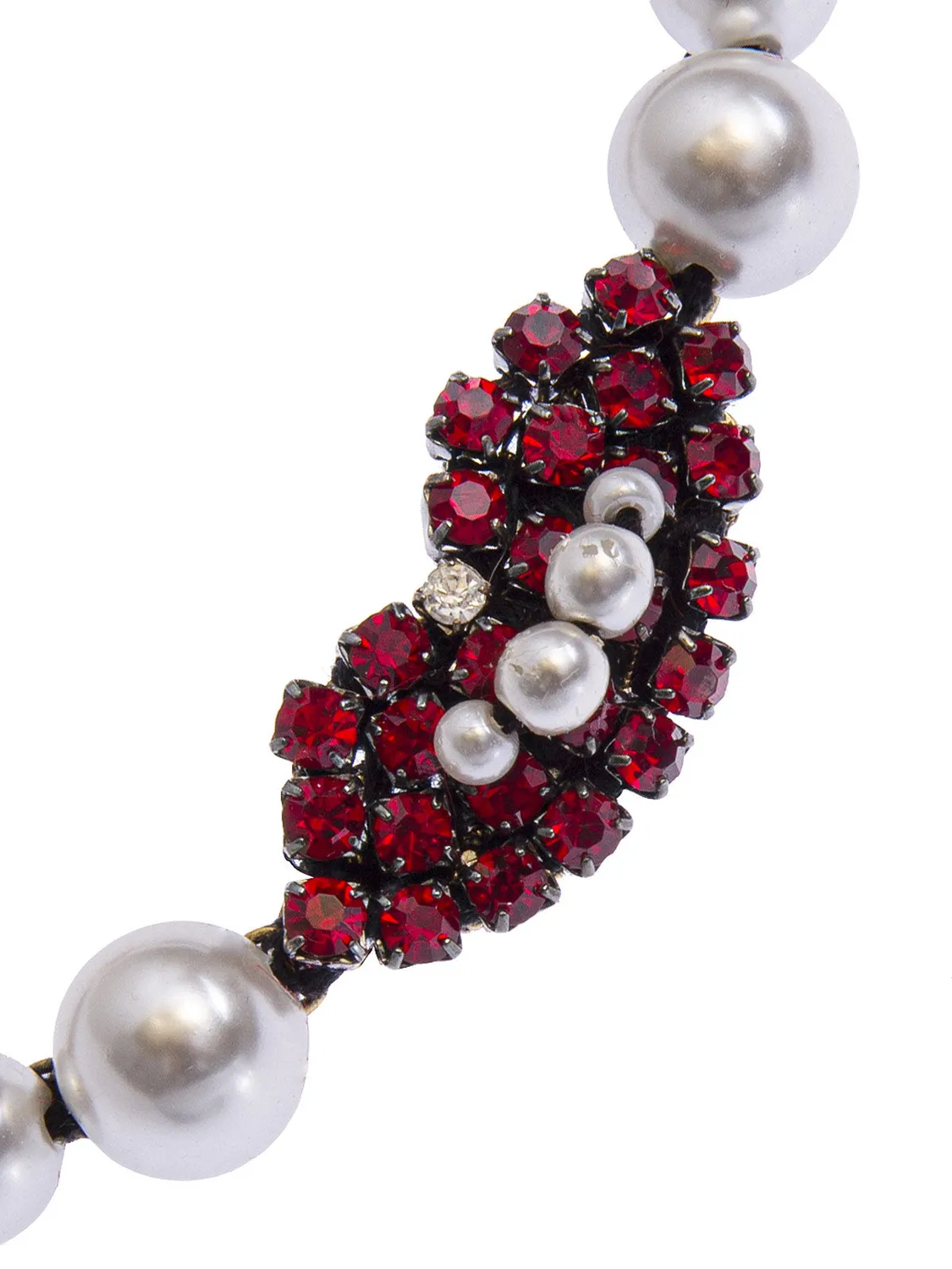Rada bracciale bocca ricamata strass rossi perle
