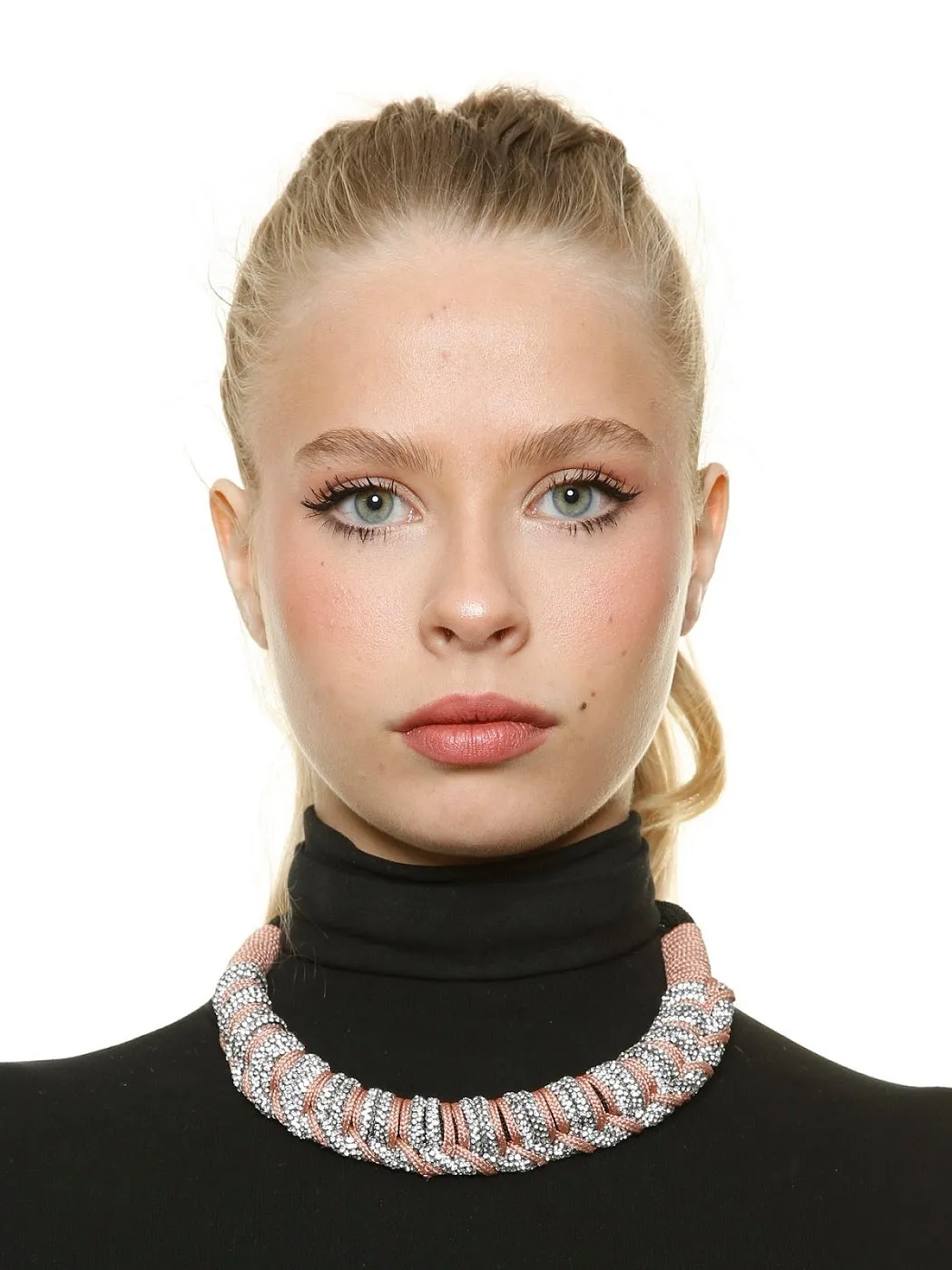 Rada Intreccio choker rosa cordoncino strass