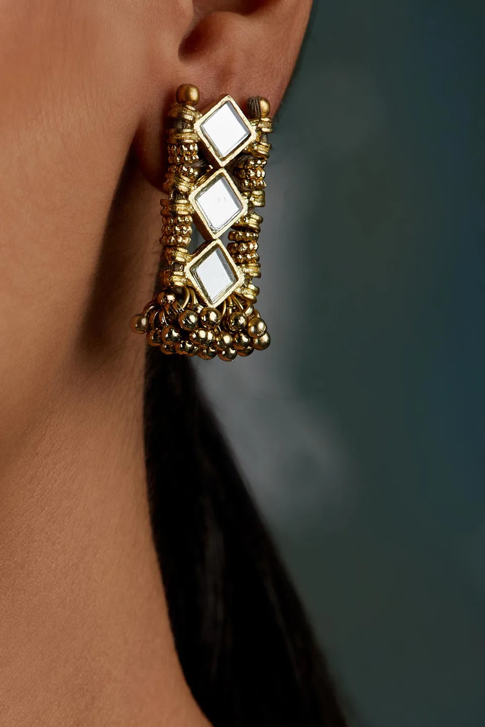 House of Tuhina Mumtaz Small Orecchini Specchio Oro