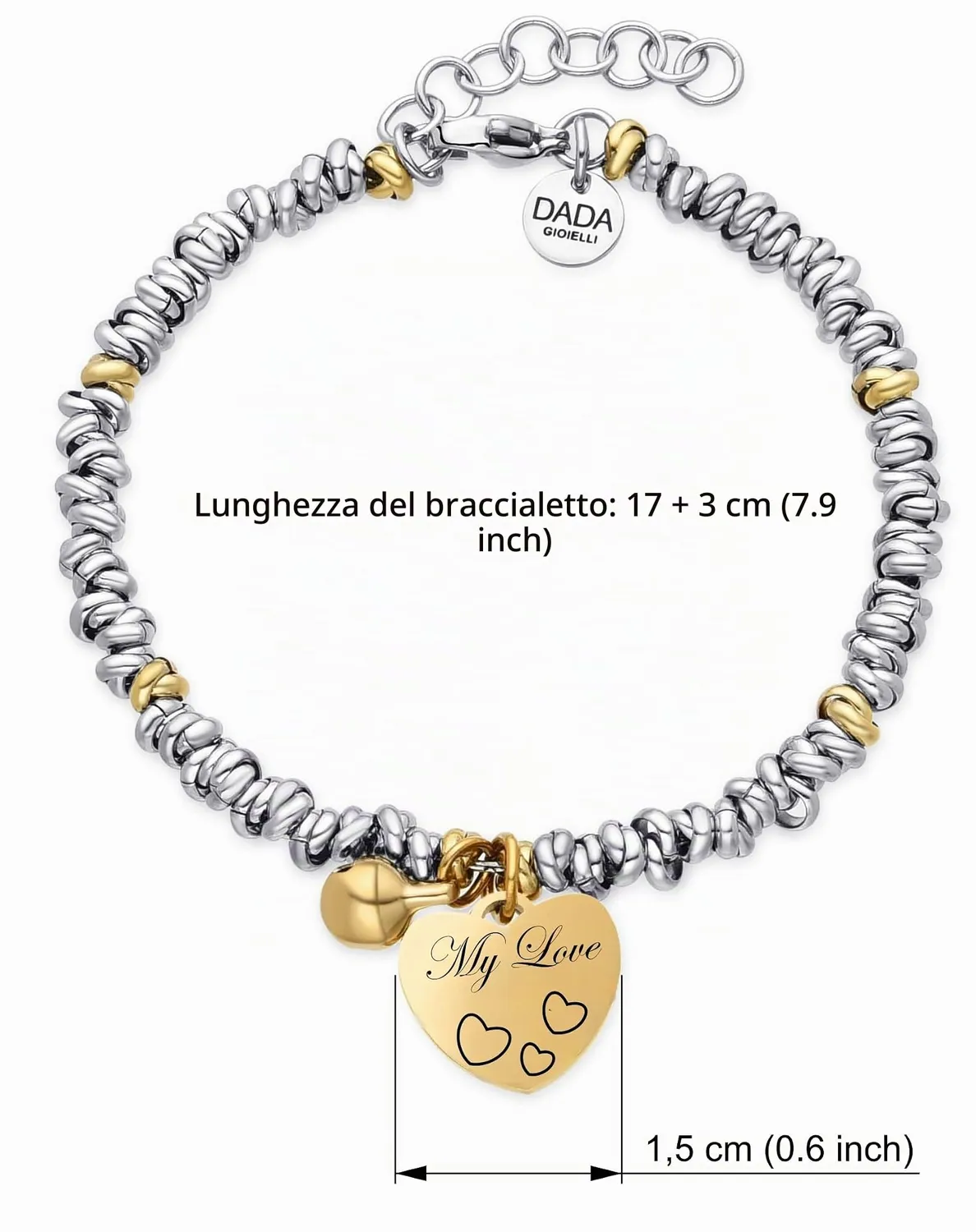 Dada Gioielli Amore Campanella e Cuore bracciale oro e oro