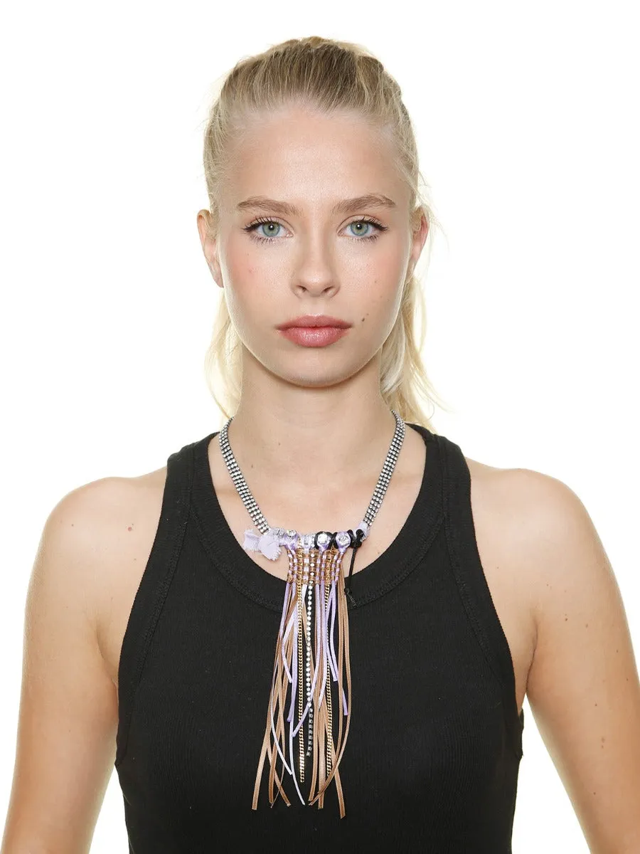 Rada Nastri Frangia collana salmone tre file strass