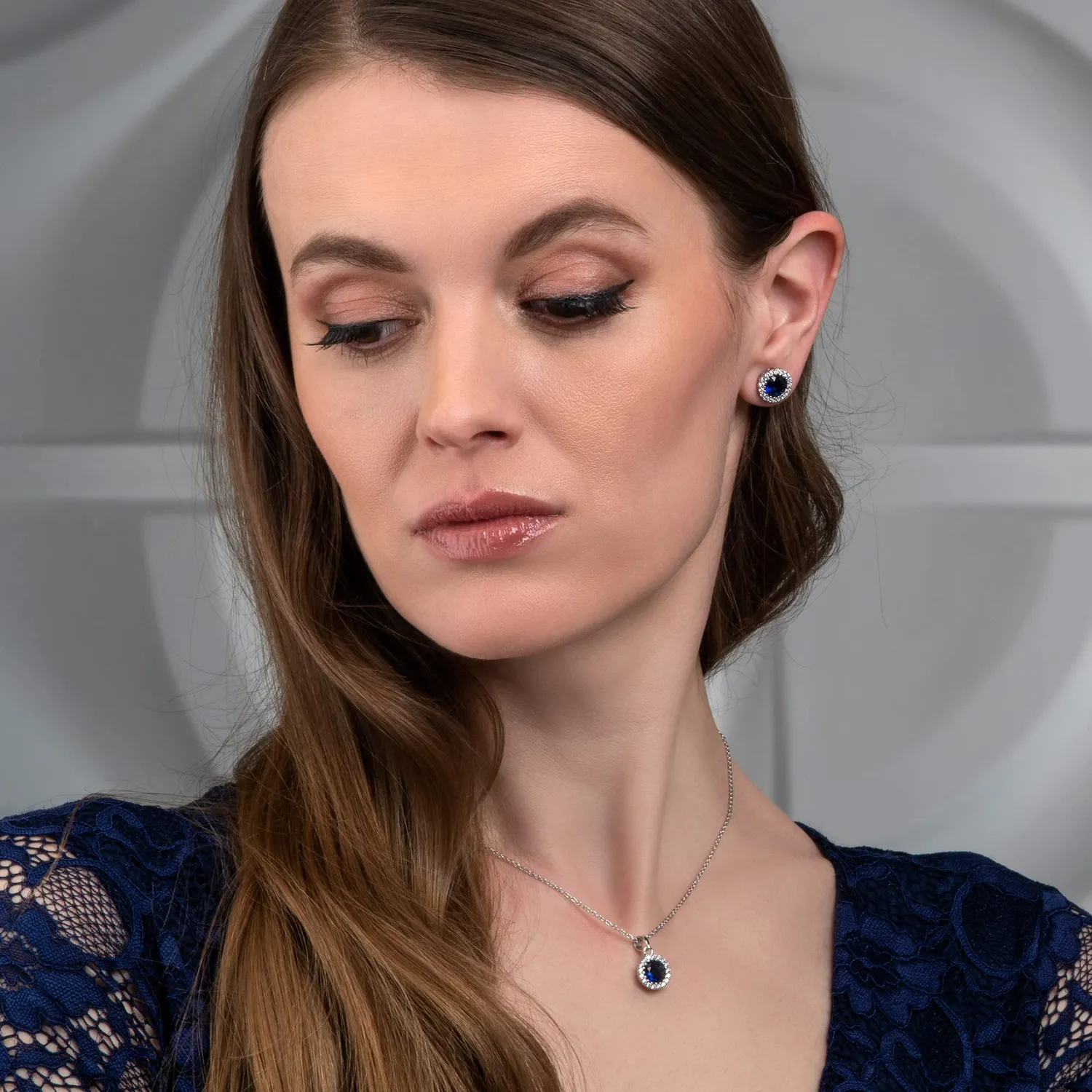 Diamond Treats Halo Orecchini Blu-Argento zirconi blu