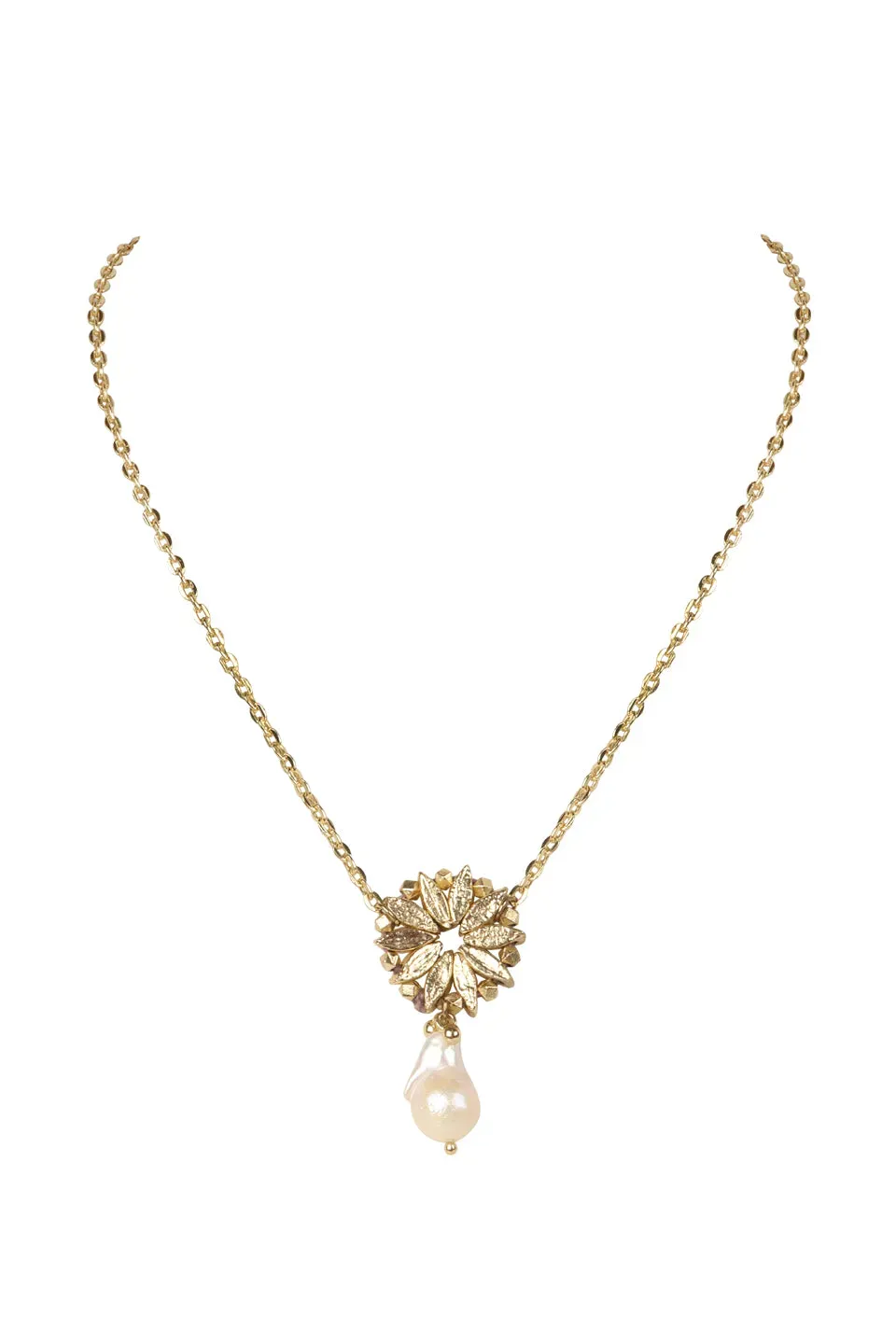 House of Tuhina Baisa Gold Reja Collana Perle Oro