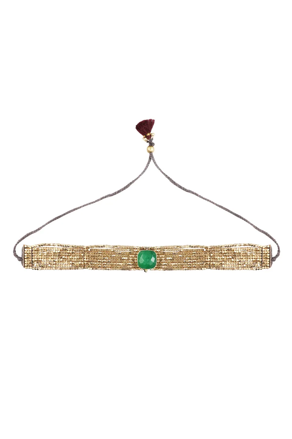 House of Tuhina Single Square Stone choker pietra verde