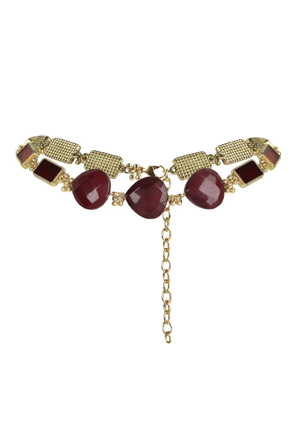 House of Tuhina Trajva Aruvi collana verde bordeaux vetro