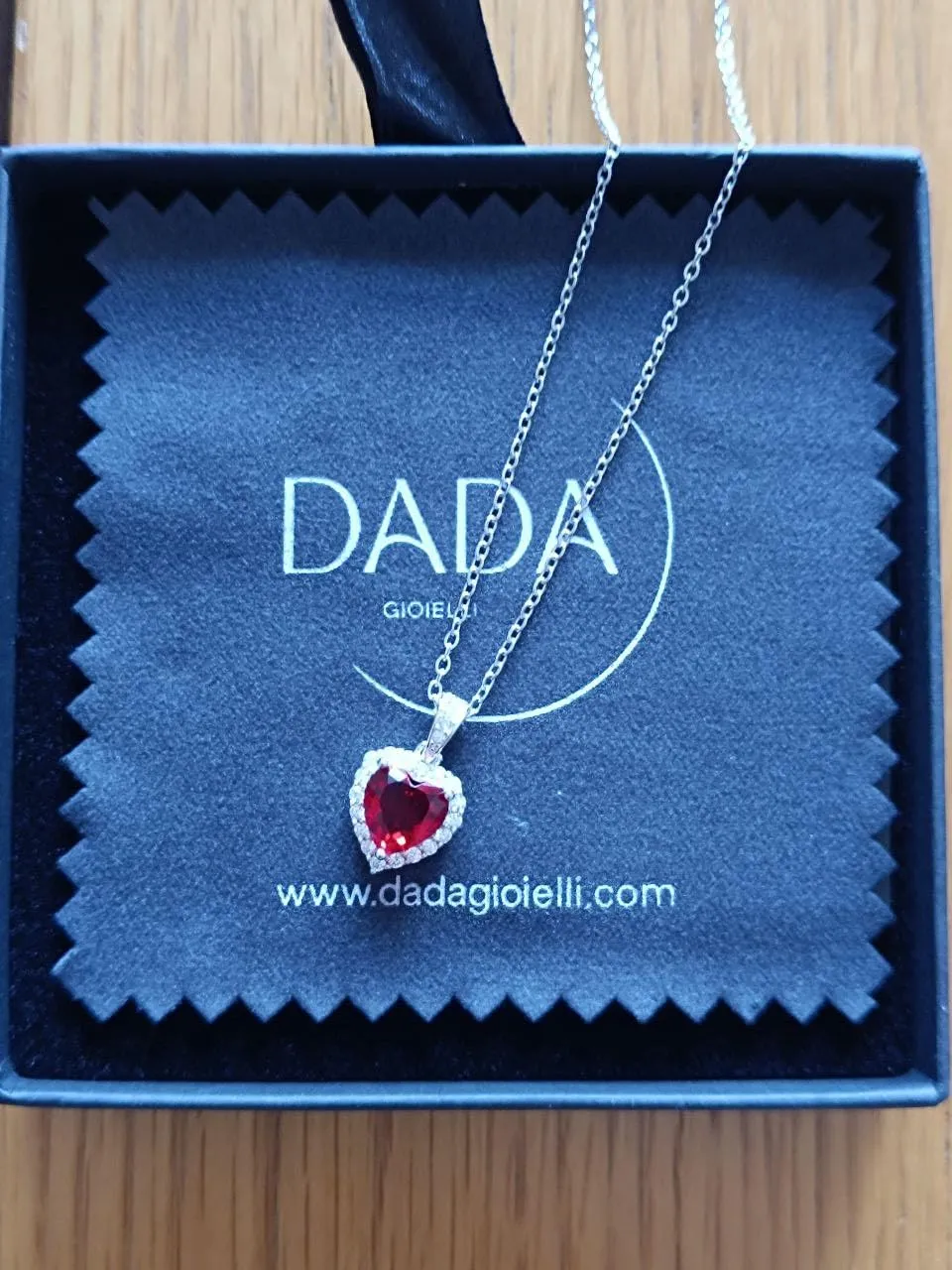 Dada Gioielli Collana Cuore 12mm Punto Luce Argento Rubino