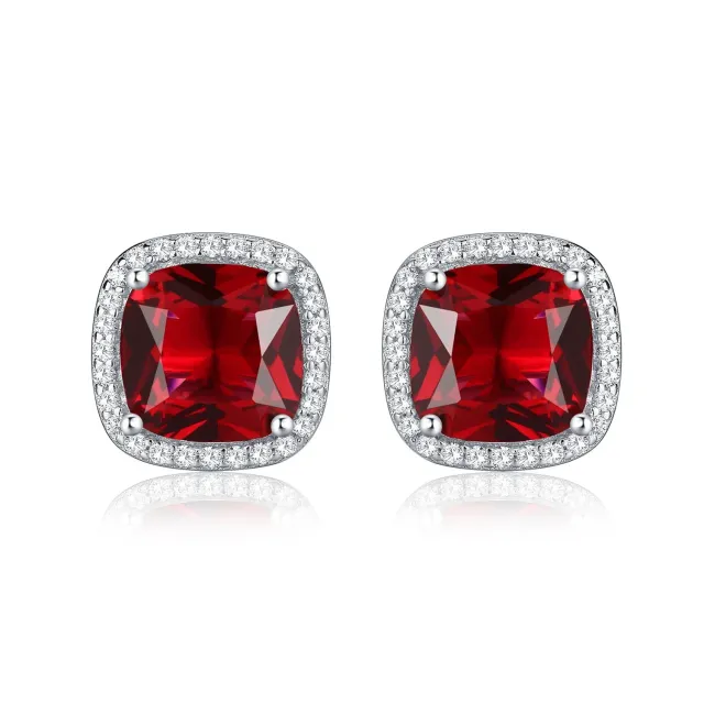 Diamond Treats Orecchini Taglio Cuscino Argento 925 Rosso-Argento