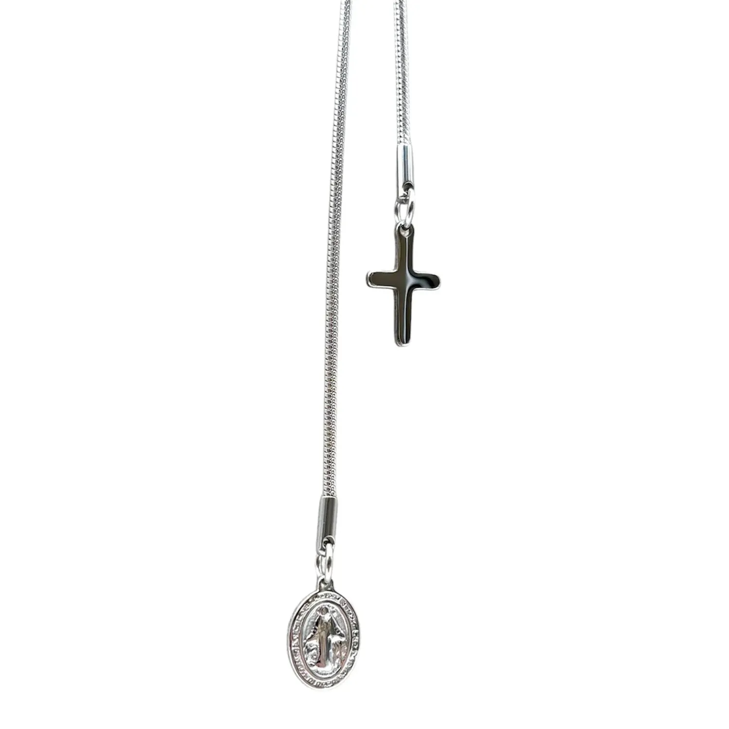 Ornamenta Sacro Cuore collana scorrevole acciaio silver