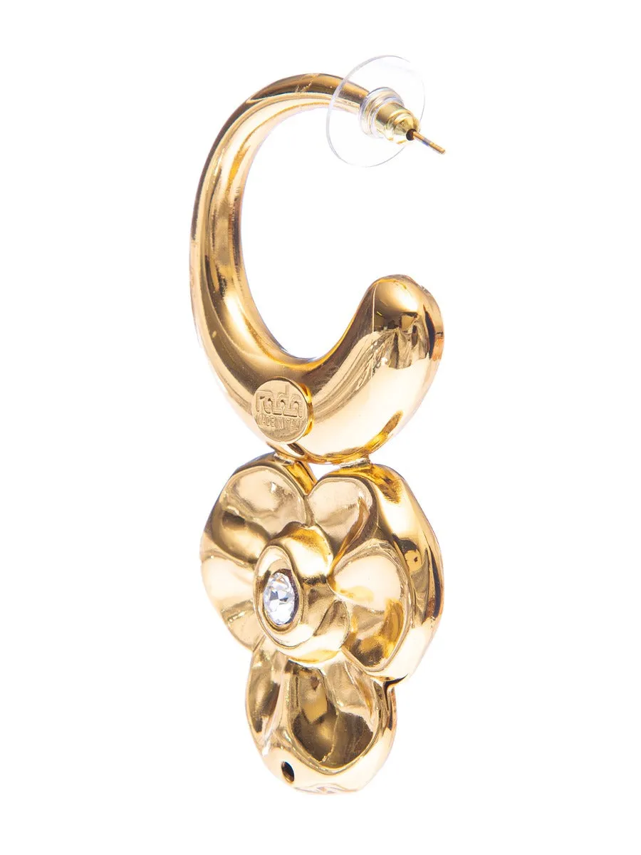 Rada Orecchini anella con fiore oro e strass