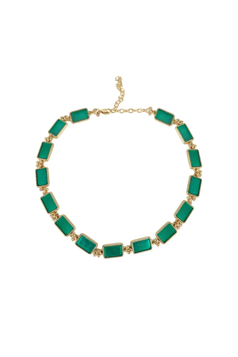 House of Tuhina Enamel Brick Choker collana turchese vetro