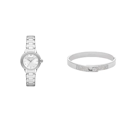 Emporio Armani Set Donna Orologio Acciaio Argento Bracciale