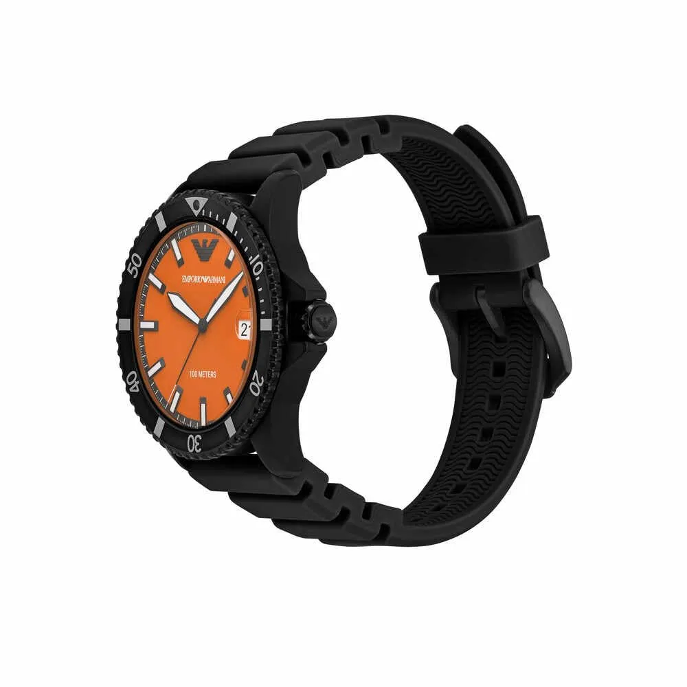 Emporio Armani orologio uomo nero e arancione