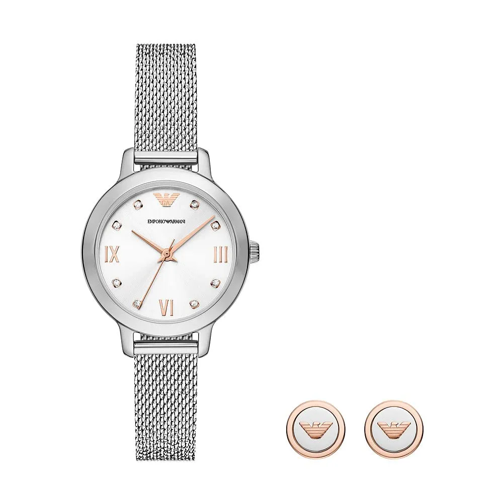 Emporio Armani Orologio Donna Argento Oro Rosa Glitter