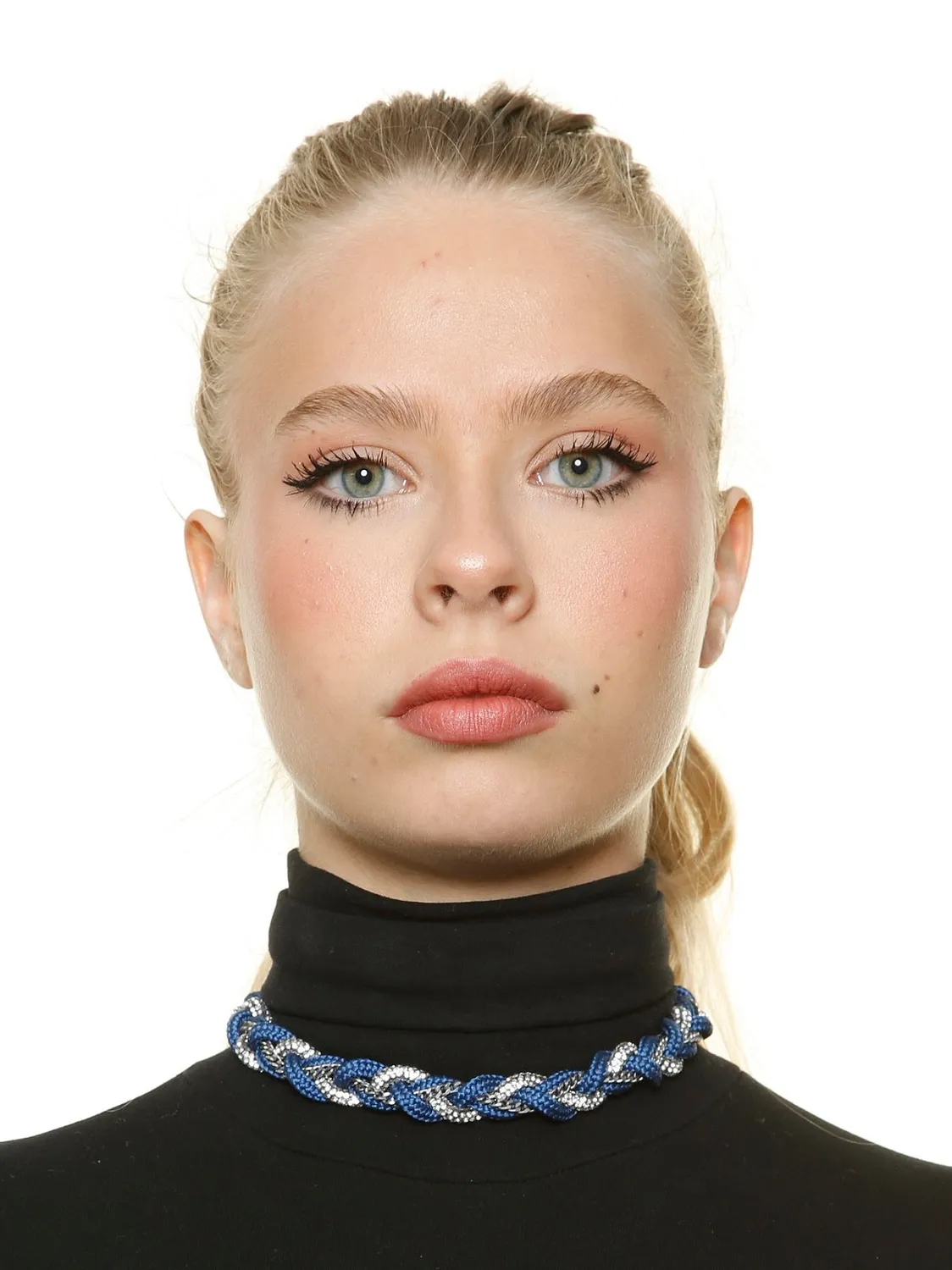 Rada Intreccio choker blu cordoncino e strass