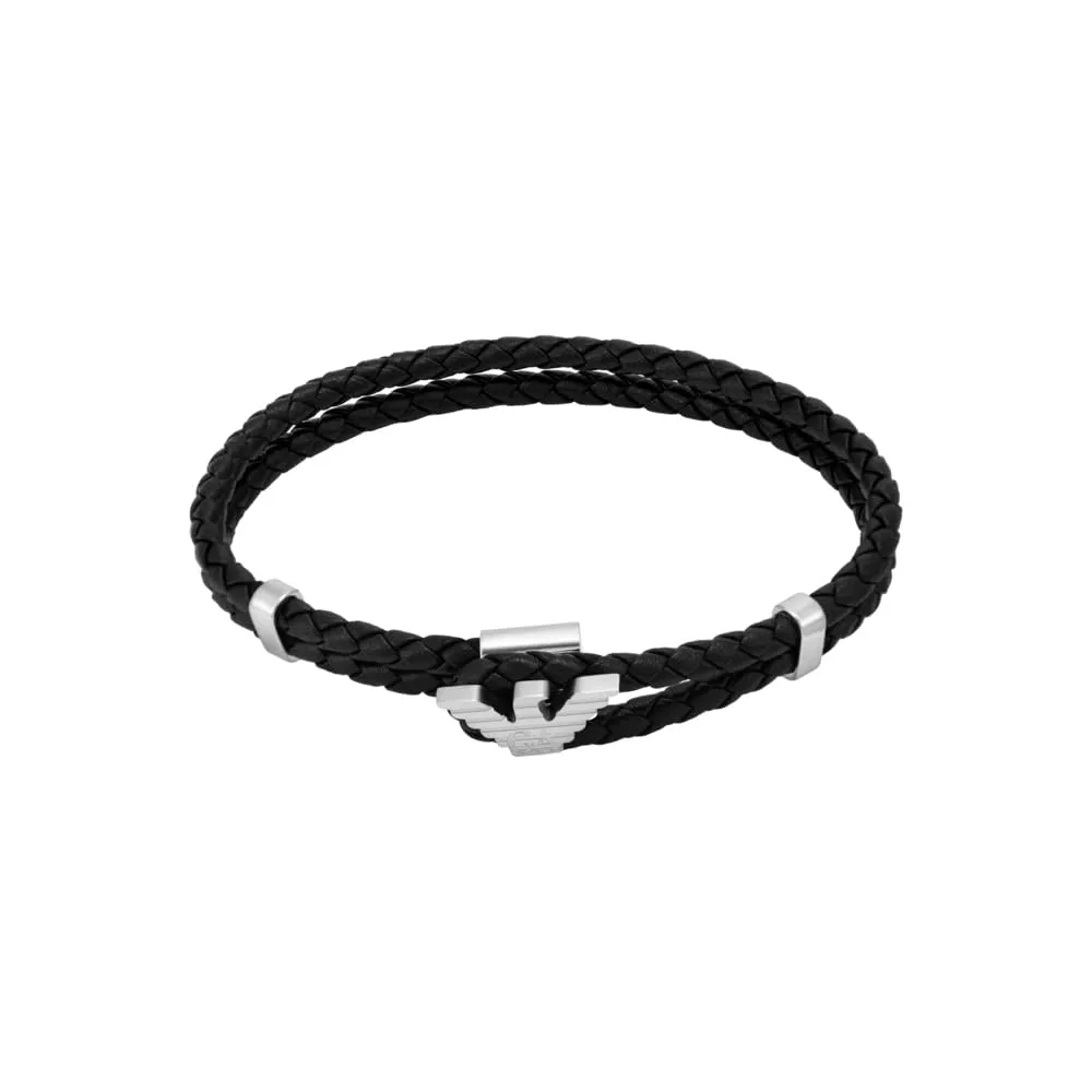 Emporio Armani Bracciale Uomo Nero e Acciaio Toggle