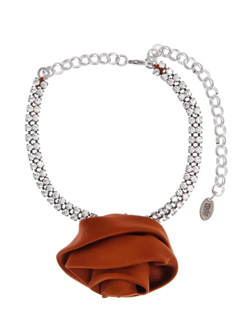 Rada Rosa Satin collana choker marrone strass