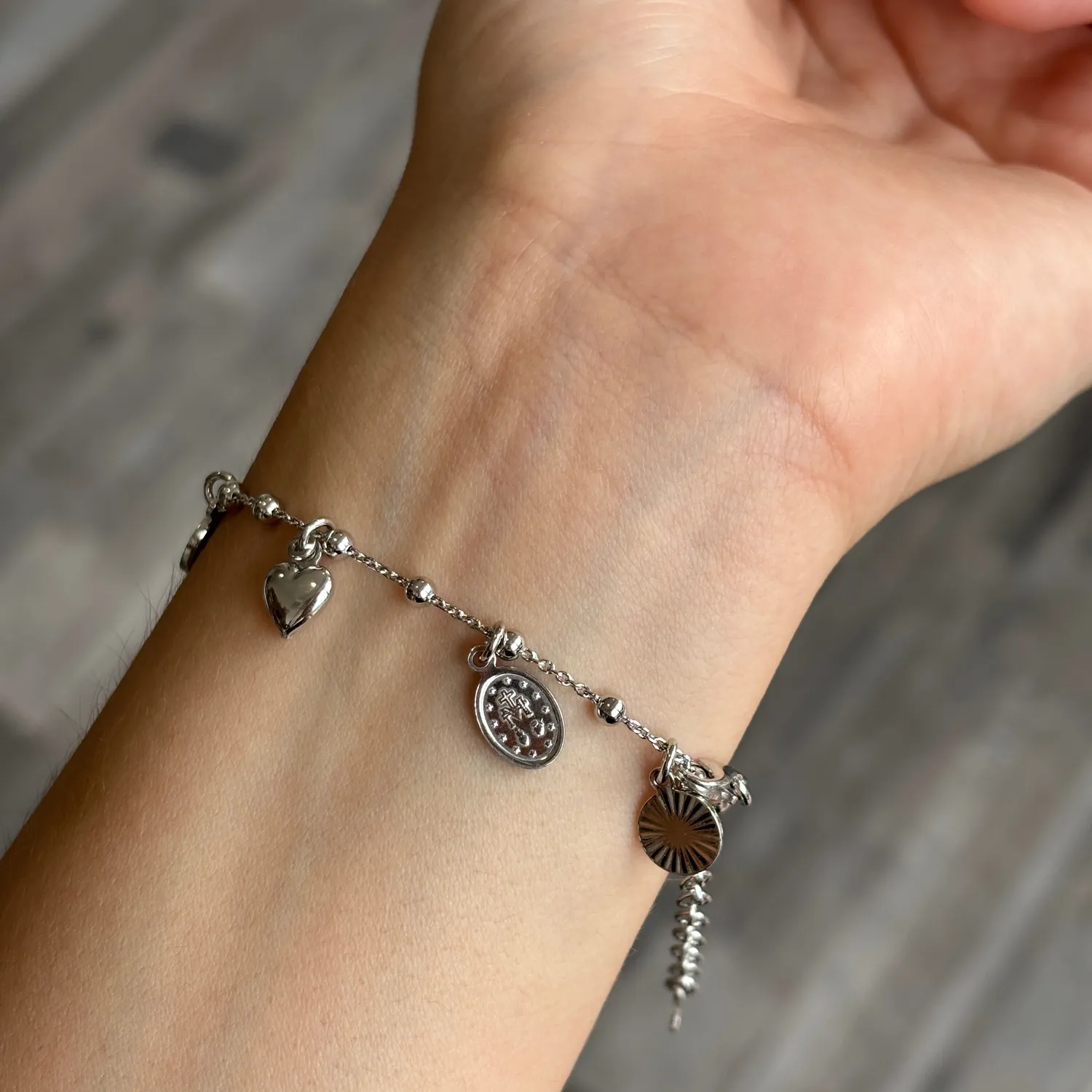 Ornamenta bracciale argento 925 Sacro Cuore 18 cm rodiato