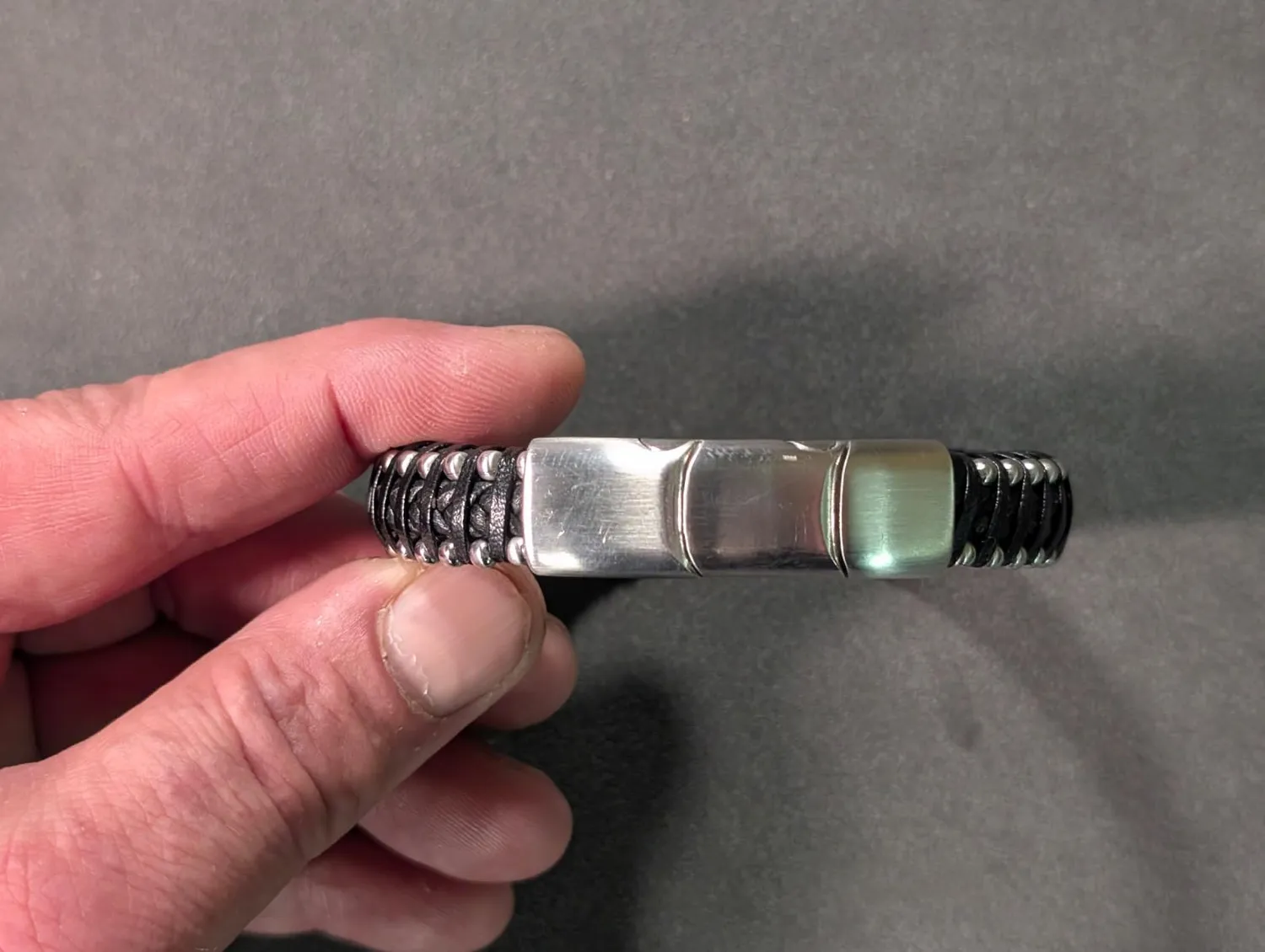 Dada Gioielli Bracciale Uomo Pelle Argento Satinato
