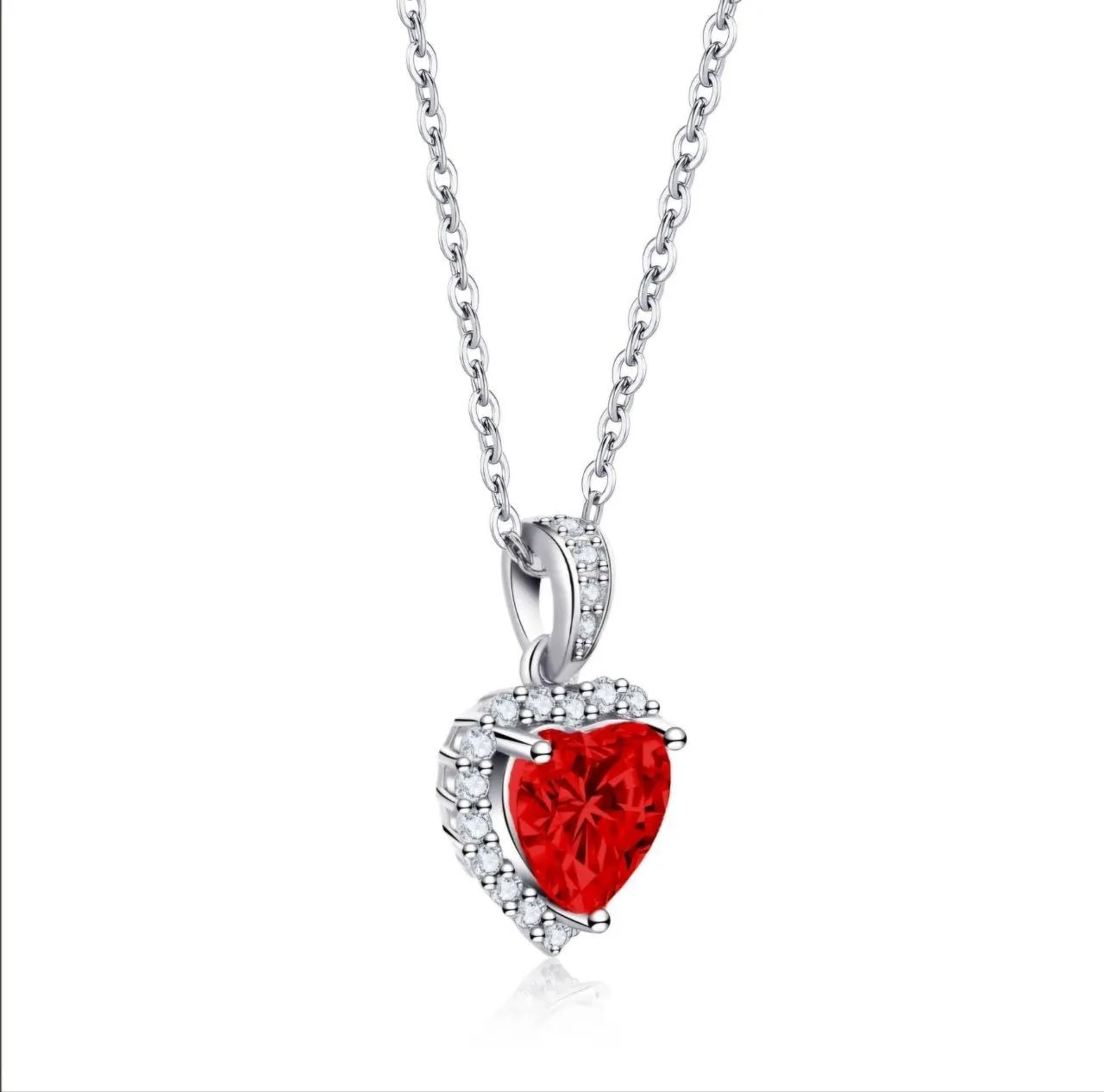 Dada Gioielli Collana Cuore 12mm Punto Luce Argento Rubino